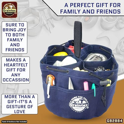 Graintex 18 Pockets Grab Bag Rip-stop Canvas Drawstring Closure, Small Part Organizer Pouch, Small Tools, Screws, Parts, Parachute Tool Bag for Efficient Storage - Navy Blue - color: Navy Blue