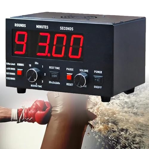 Professional Boxing Interval Timer with LED Display - Customizable 1-12 Challenge Rounds, Adjustable Buzzer, 30s-10min Workout Durations & 0/30/60s Rest Settings for Gymnastics(Red) - color: Red