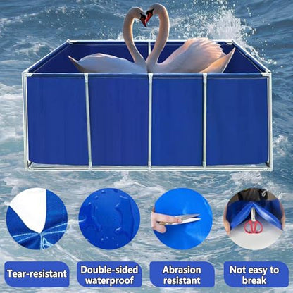 Large Outdoor Fish Holding Tank with Drain Valve, Canvas Fish Pond.Large Outdoor Fish Holding Tank Above Ground PVC Pool Pond for Koi & Turtles Durable Steel Frame Aquarium Liners Ideal for