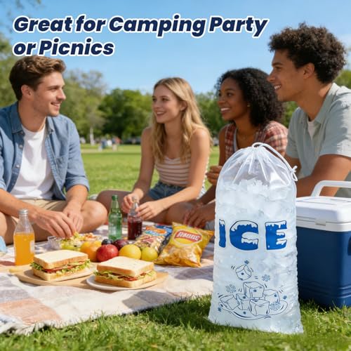 150 Pack Ice Bags 5lb with Drawstring Ice Bags for Ice Machine Thick Plastic Bags for Ice Reusable Ice Storage Bags Portable Heavy-Duty Ice Cub Bags for Freezer, 5LB - style: 5 lb