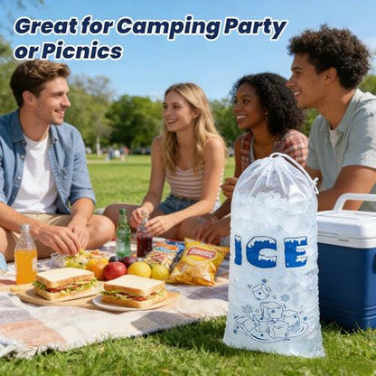 150 Pack Ice Bags 5lb with Drawstring Ice Bags for Ice Machine Thick Plastic Bags for Ice Reusable Ice Storage Bags Portable Heavy-Duty Ice Cub Bags for Freezer, 5LB - style: 5 lb