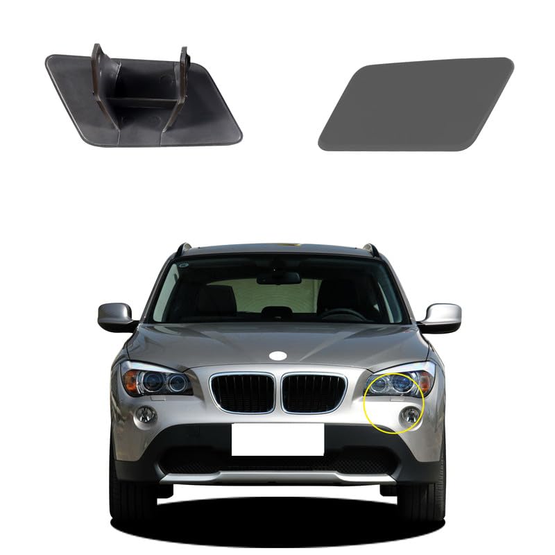 Car Front Bumper Headlight Washer Nozzle Cover Cap Compatible with BMW X1 E84 2009 2010 2011 2012 Headlight Cleaning Cover 51112993586 Water Spray Cover Unpainted A Pair