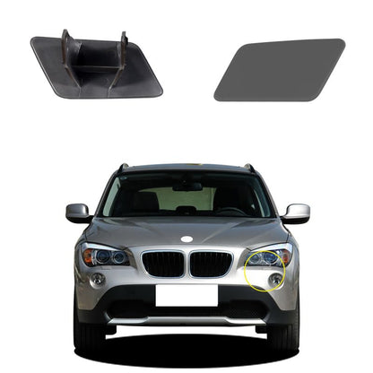 Car Front Bumper Headlight Washer Nozzle Cover Cap Compatible with BMW X1 E84 2009 2010 2011 2012 Headlight Cleaning Cover 51112993586 Water Spray Cover Unpainted A Pair
