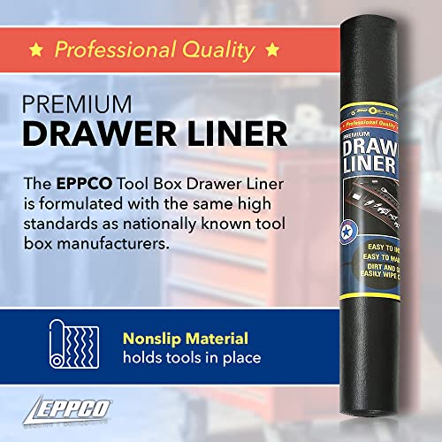 Enterprises Tool Box Drawer Liner 12-inch Wide x 72” Long Non-Slip Tools Chest Mat, Black
