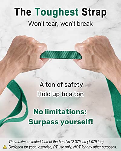 Tumaz Stretching Strap, 10-Loop Non-Elastic Yoga Strap - color: Green Lite