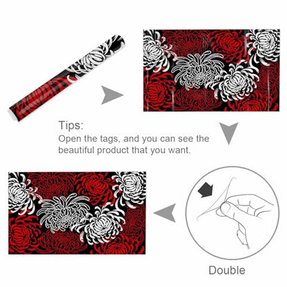 T&H XHome Aquarium Décor Backgrounds Red Black White Abstract Floral Pattern Fish Tank Background Aquarium Sticker Wallpaper Decoration Picture PVC Adhesive Poster 48.8" W x 20.4" H