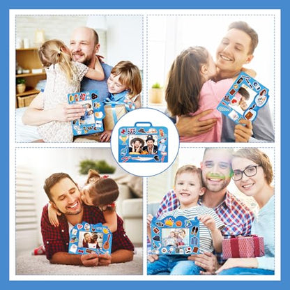 96 Pcs Father's Day Picture Frame Crafts DIY Photo Frame Crafts with Stickers for Happy Fathers Day Themed Home Activities Gifts Party Decorations - style: Happy Father's Day