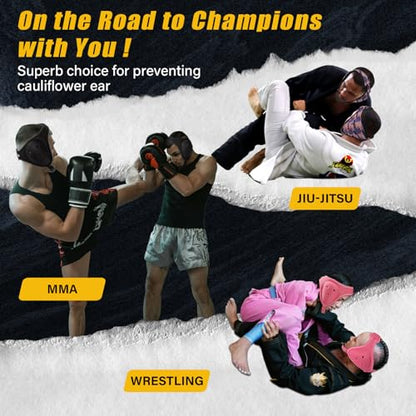 Trymaker Wrestling Headgear, Youth Wrestling Head Gear with Chin Cup | Two Size, Sorf Ear Guard, Sandwich Layer Design, Lightweight, MMA, Jiu-Jitsu, BJJ - size: M (18 1/2" - 21 1/4"), style: Pink