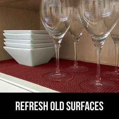 GORILLA GRIP powerGRIP Drawer Shelf and Cabinet Liner, Thick Strong Hold, Non-Adhesive Liners Protect Kitchen Cabinets and Cupboard, Bathroom Drawers, Easy Install, Breathable Mat, 12" x10', Red - color: Red, style: 12" x 10'