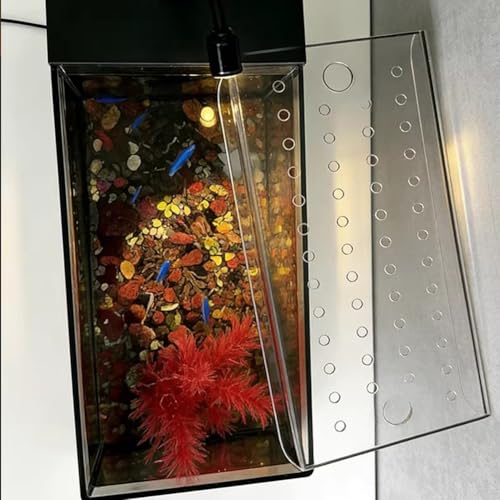 Acrylic Aquarium Canopy with Feeding Port - Customizable Ventilation Lid, Jump-Proof Pet Cover for Fish Tanks, Ideal for Aquatic Life and Easy Access - size: 31x16.5cm