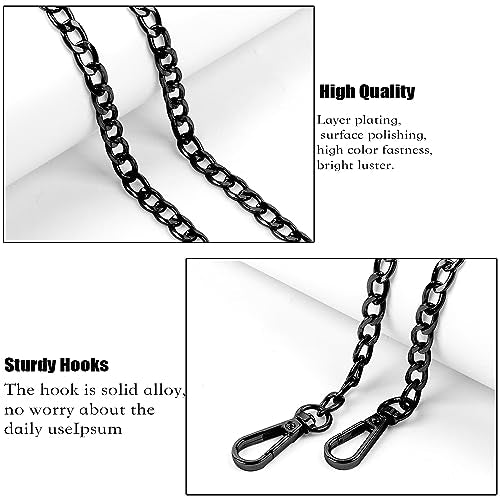 Purse Chain Replacement, 8 Pack Wallet DIY Metal Shoulder Cross Body Bag Chains (47 Inch/pcs) (Black) - color: Black