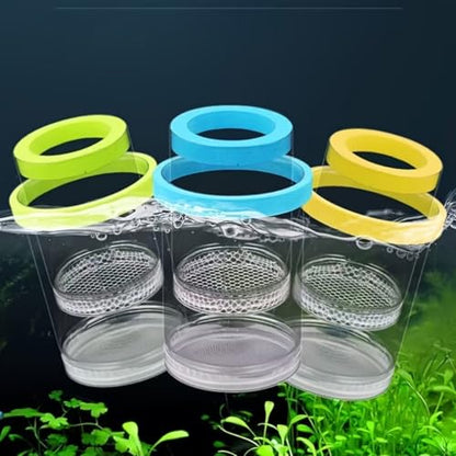 Fish Breeding Box, Floating Aquarium Hatchery Cage with EVA Buoyancy Ring, Adjustable Height Isolation Container for Guppy Fry Small Fish - color: Green, size: 5.6*3.6in