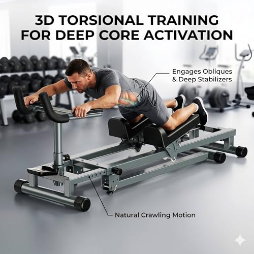 Crawling Training Machine Noiseless Spine Twist Stretch Trainer Home Gym Exercise Machine with Adjustable Hand Grips LED Display Knee Support & Steel Frame Full Body Low-Impact Cardio 400Lbs Capacity
