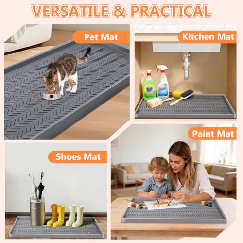 Kalolary 40" x16" Silicone Plant Trays Plant Saucer Growing Tray Rectangular Heavy Sturdy Silicone Plant Drainage Saucers Plant Drip Trays for Pots Seed Starter Growing Trays