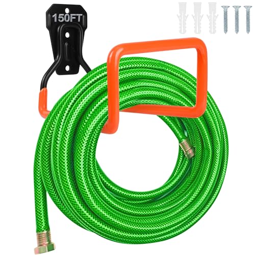 Garden Hose Holder Wall Mount Heavy Duty Garden Hose Hanger Free Standing Metal Hose Rack for Outside Yard and Garage - color: Orange