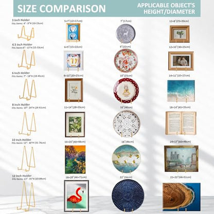 Plate Holder Easel Display Stand - 8 inch Metal Plate Stands for Display - Tabletop Picture Stand - Gold Iron Easels for Display Pictures | Photo Frames | Book | Decorative Plates | Plaque -2 Pack - size: 8 inch-2