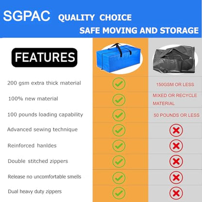 Moving Bags Heavy Duty Extra Large with Backpack Straps,Extra Thick Storage Totes with Reinforced Handles for Space Saving,Moving Supplies & Moving Essentials,Alternative to Moving Box,8 Packs