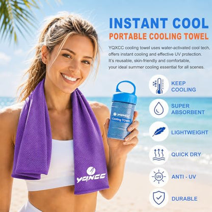 YQXCC 2 Pack Cooling Towels (47"x12"), Ice Cool Towel for Neck & Face - color: Light Blue/Purple