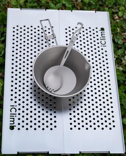 Titanium Bowl with Foldable Handle Ultralight Compact Portable Flatware Tableware with Bag for Outdoor Camping Backpacking Hiking Travel Picnic