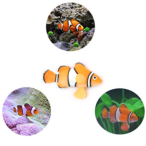 2 Pack Silicone Artificial Aquarium Floating Clownfish Decoration Fish Tank Decor Underwater Saltwater Fake Fish Glowing Ornament