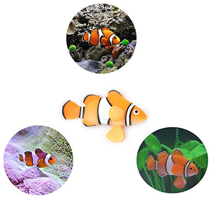 2 Pack Silicone Artificial Aquarium Floating Clownfish Decoration Fish Tank Decor Underwater Saltwater Fake Fish Glowing Ornament