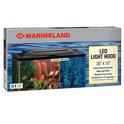 Marineland LED Light Hood For Aquariums, 20 Inches By 10 Inches, Natural Shimmering Light With Night Light Effect - size: 20- by 10-Inch