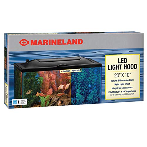 Marineland LED Light Hood For Aquariums, 20 Inches By 10 Inches, Natural Shimmering Light With Night Light Effect - size: 20- by 10-Inch