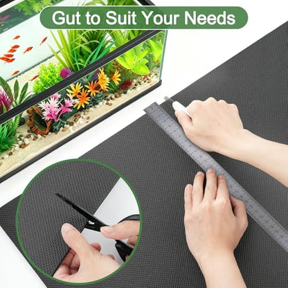 1 Pcs Aquarium Leveling Mat for Under Tank 48 * 24 * 0.2 Inches Neoprene Shockproof Non Slip Fish Tank Pad Waterproof Tank Base Cushion for Uneven Surfaces, Easy to Cut, Black