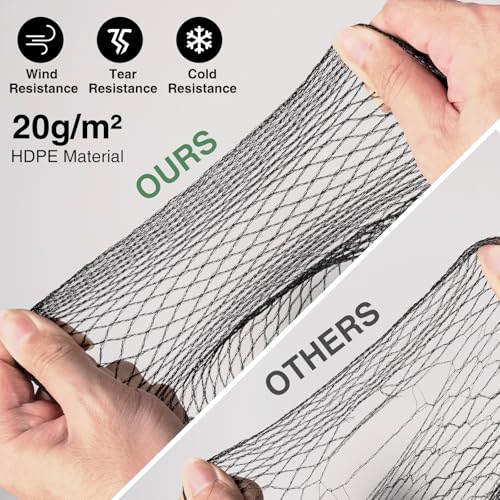 Pond Netting for Koi Ponds, 7 x 10ft Koi Pond Net Cover, Durable & Sturdy Pond Netting Cover for Leaves, Protect Koi Fish Against Herons, Raccoons, Cats & Predators, 12pcs Stakes Included