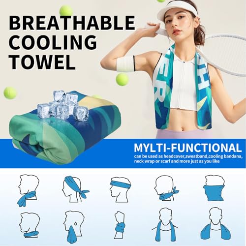 Cooling Sports Towel 39"X11.8" Cold Feeling Towel for Gym Fitness Running Yoga Pilates Soft Quick Dry Breathable Lightweight Camping Towel Summer Hiking Climbing Workout Essentials(Dark Green) - color: Dark Green