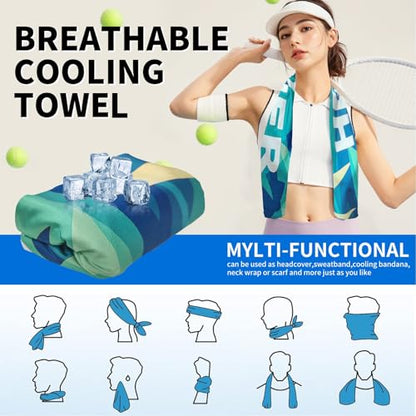 Cooling Sports Towel 39"X11.8" Cold Feeling Towel for Gym Fitness Running Yoga Pilates Soft Quick Dry Breathable Lightweight Camping Towel Summer Hiking Climbing Workout Essentials(Dark Green) - color: Dark Green