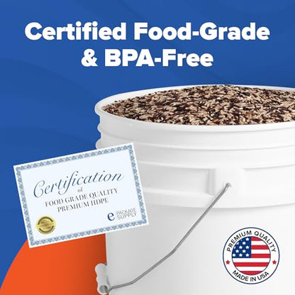 5 Gallon Bucket - Food Grade Bucket with Airtight Gasketed Tear Strip Lid, BPA-Free, Heavy-Duty 90 Mil HDPE Plastic Pail, Bulk Storage, Durable Container, Made in USA - White, 12 Packs - color: White, size: 12 Packs
