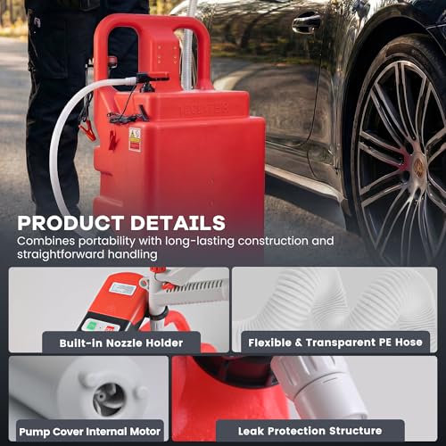 32 Gallon Fuel Transfer Caddy, 120L Portable Gas Caddy with 4 AA Battery Powered Pump for Gasoline Diesel, PE Diesel Transfer Tank, Manual Fueling Nozzle, for Easy Fuel Transportation - size: 32Gallon 3.8GPM