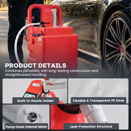 32 Gallon Fuel Transfer Caddy, 120L Portable Gas Caddy with 4 AA Battery Powered Pump for Gasoline Diesel, PE Diesel Transfer Tank, Manual Fueling Nozzle, for Easy Fuel Transportation - size: 32Gallon 3.8GPM