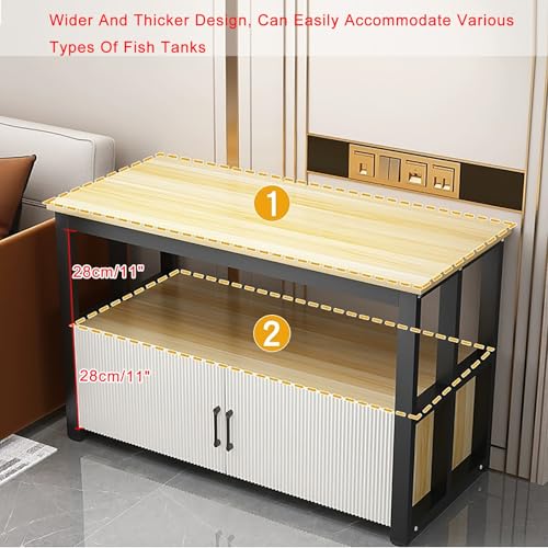 Aquarium Stand, Fish Tank with Tools Organizer, 3 Tier Breeder with Storage Cabinet, Heavy Duty Metal Frame for Long(White,100x30x70cm/39x12x27.5")