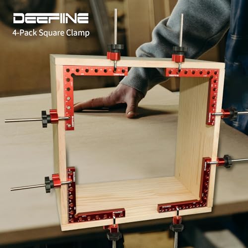 4-Pack 5.5" 90 Degree Corner Clamps for Woodworking | Aluminum Alloy Positioning Squares, Clamping Right Angle Clamps with storage case for Cabinets, Drawers, Shelves & Frames