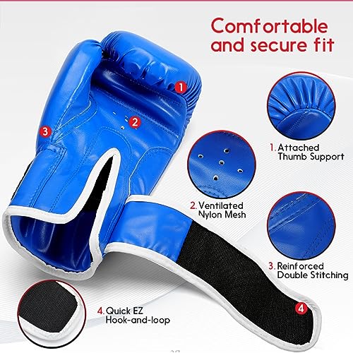 Kids Boxing Gloves for Sparring,Punching Bag,MMA Training,Ages 3-15 - color: Blue-White, size: 6 oz