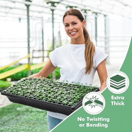 Upgraded 5 Pack Plant Growing Trays Seed Starting Tray Microgreens Growing Trays Seedling Plant Germination Starter Tray Transplant Fodder Flats, No Holes, No Leakage, Reusable (1017) - size: 1017