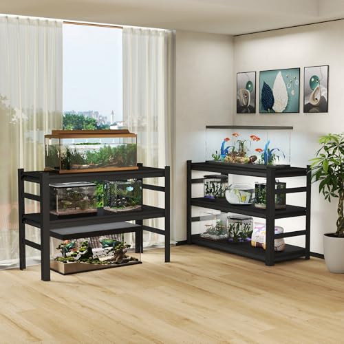 5-Tier Heavy Duty Steel Aquarium Stand with Safety Railing, 2000lbs Capacity Adjustable Metal Fish Tank Rack for Home/Commercial Use (47.2" W×23.6" D×72" H) - size: 47.2"W*23.6"D*72"H