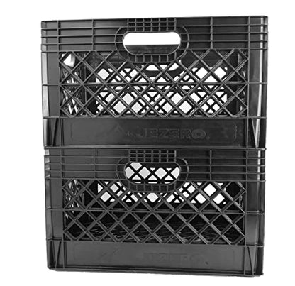 JEZERO 24 Quart 2-Pack Heavy Duty Plastic Crate | Stackable Multi-Purpose Storage Bin for Garage, Home, Office, Groceries, Outdoor, Camping & Kayaking | Black Utility Tote, 19" x 13" x 11" - style: 2-pack