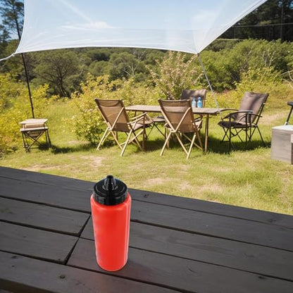 1L Water Bottle with Convenient Squeeze Cap and Long Straw for Athletes on the Move Easy Hydration (Red) - color: Red