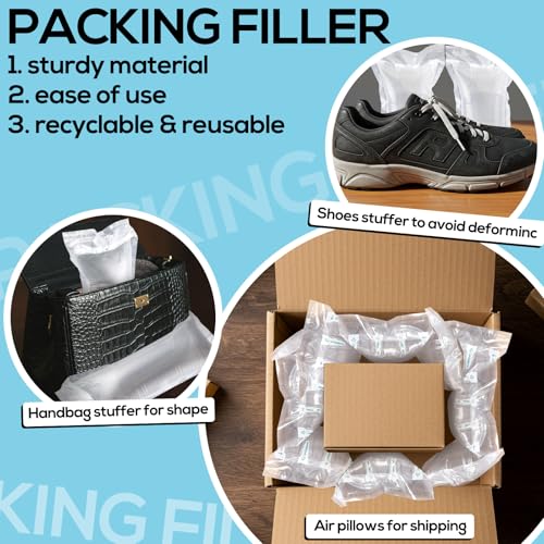 400 Count Air Pillows for Shipping with Pump, 4.72 x 9.84 Inches Inflatable Shipping Air Bags Supplies Box Filler Packing Materials Alternative to Packing Peanut, Purse Stuffers for Shape