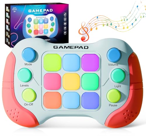 Christmas Fast Push Game Fidget Toys Handle, Upgraded Flashing Quick Press Games Pro for Kids, Speed Push Light Up Fidget Game, Educational Handheld Console Gamepad Toy for Boys, Girls - style: Red