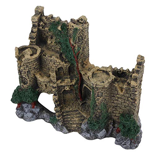 ZJchao Aquarium Castle, Aquarium Decor Ornaments Decorations Large Fish Box Decorations Castle Resin Ornaments Fish House Breed Box Decor for Marine Betta Landscape