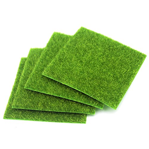 Artificial Moss Simulation Fake Green Plants Grass for Party Patio Lawn Micro Landscape Decoration Flowers Grass DIY Crafts (4 pcs 6''×6'') - color: 4 Pcs 6''×6''