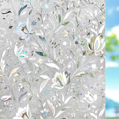Window Film, Window Privacy Film, Window Vinyl Glass Covering, Stained Glass Decorative Film, Window Film Privacy Frosted Static Clings, Non-Adhesive, No-Glue (17.5 x 78.7 inch)