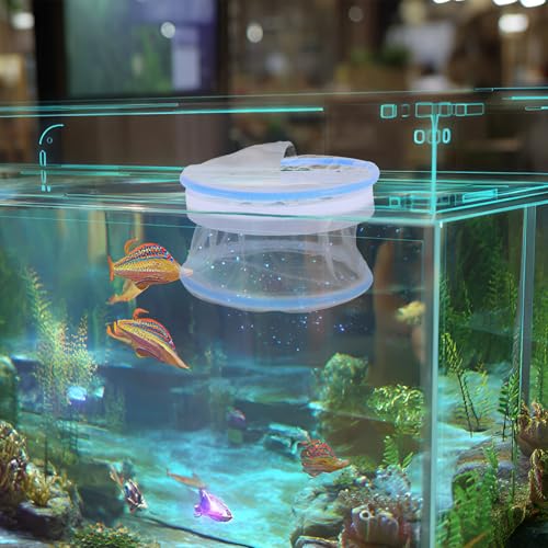UKCOCO 2pcs Aquarium Breeding Box with Nylon Mesh, Floating Fish Tank Isolation Chamber for Guppy Fry and Shrimp Hatchery, Round Aquarium Breeder Net for Small Livebearers