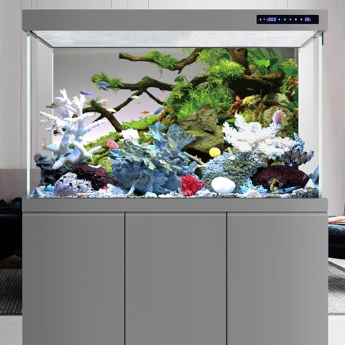AWERT 48x20 inches Branches Aquarium Background Stone River Bed & Lake Fish Tank Background Green Algae Aquarium Background Vinyl Background - size: 48x20in/120x50cm