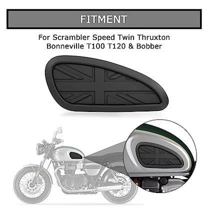 Fuel Tank Protector for Bonneville T100 T120 - PSLER Gas Tank Sticker Knee Pads for Scrambler Speed Twin Thruxton Bonneville T100 T120 Bobber, Black (Left & Right)