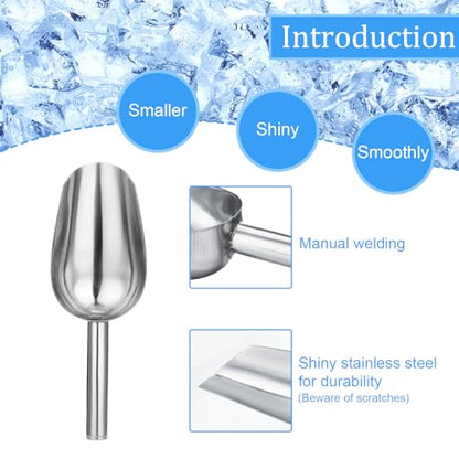 3 Packs 6 Ounce Stainless Steel Ice Scoop Small Metal Food Scoop for Home Kitchen Shop Bar Buffet Ice Cube Candy Popcorn Coffee Beans Food Jars Canister